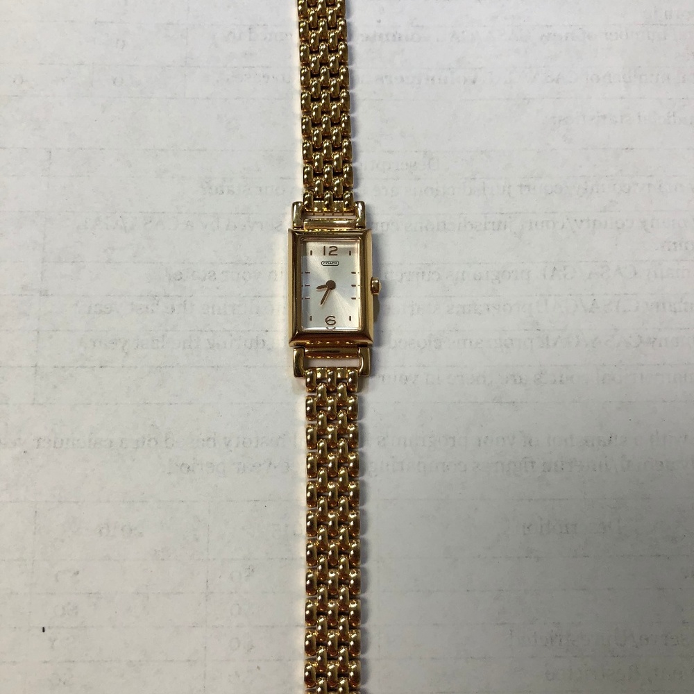 Gold Coach Thin Woven Wrist Watch